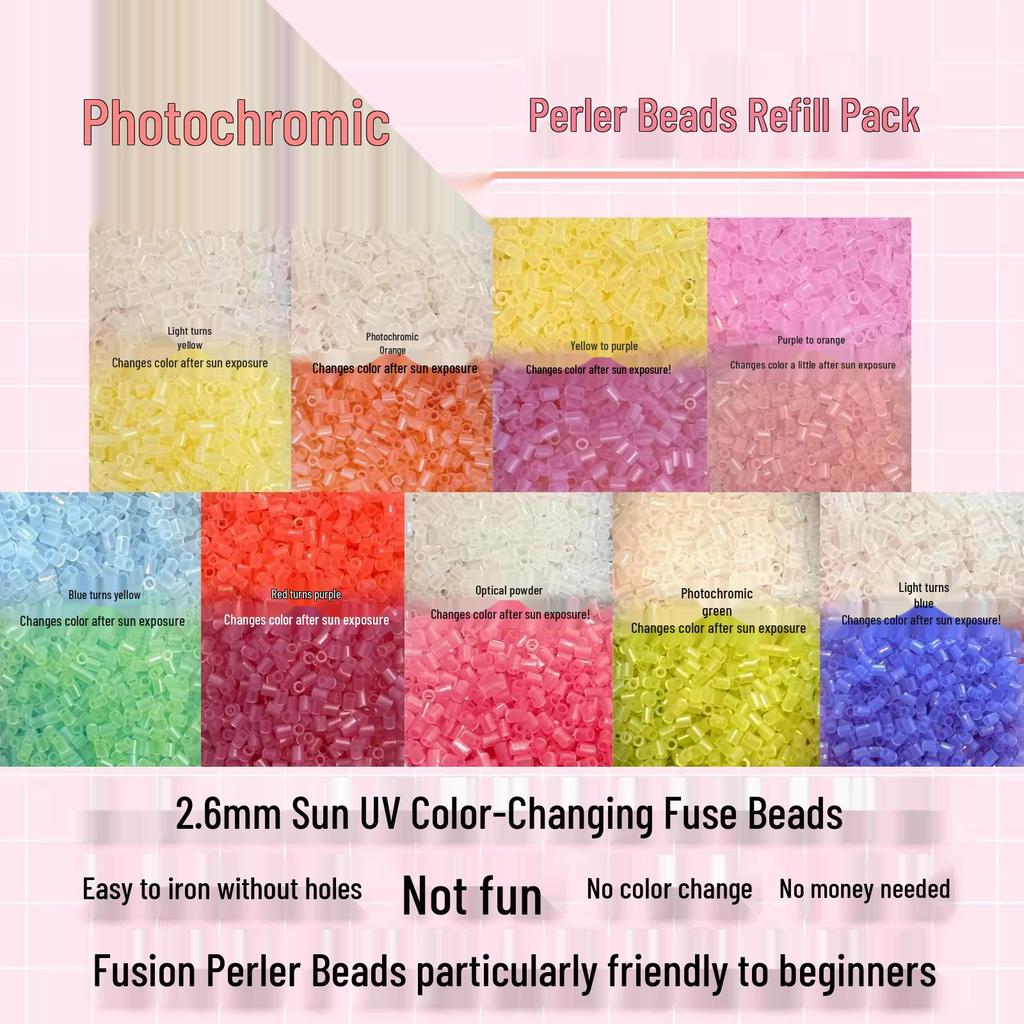 Fuse Beads Fusion Beads Set: 2.6mm Glow, Pearlescent, Jelly, Color-Change, Temperature-Change
