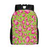 Back To School Season Hand Drawn Pink Leopard Print Playful Animal Pattern Backpack Leopard Print For Women High Street Backpack