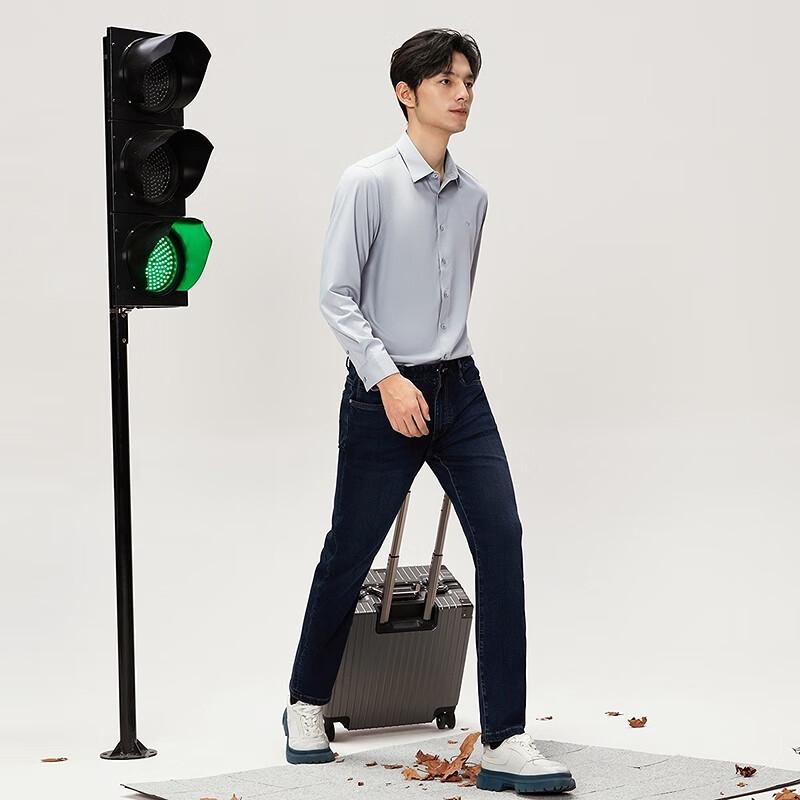 Qipai Мужские термоджинсы прямого кроя с эффектом стирки