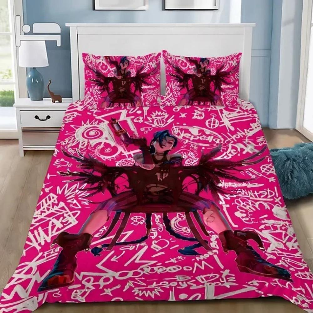 Anime 3D Print Arcane Down duvet cover pillowcase LOL Jinx Adult Boy Girl Bedroom Decoration Single Double Size Bed size