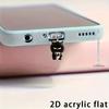 1pc 2D Cute Black Cat and Butterfly Teacup Phone Dust Plug Acrylic Anti-Dust Decoration Cover For iPhone/Type-C / Android Ports2