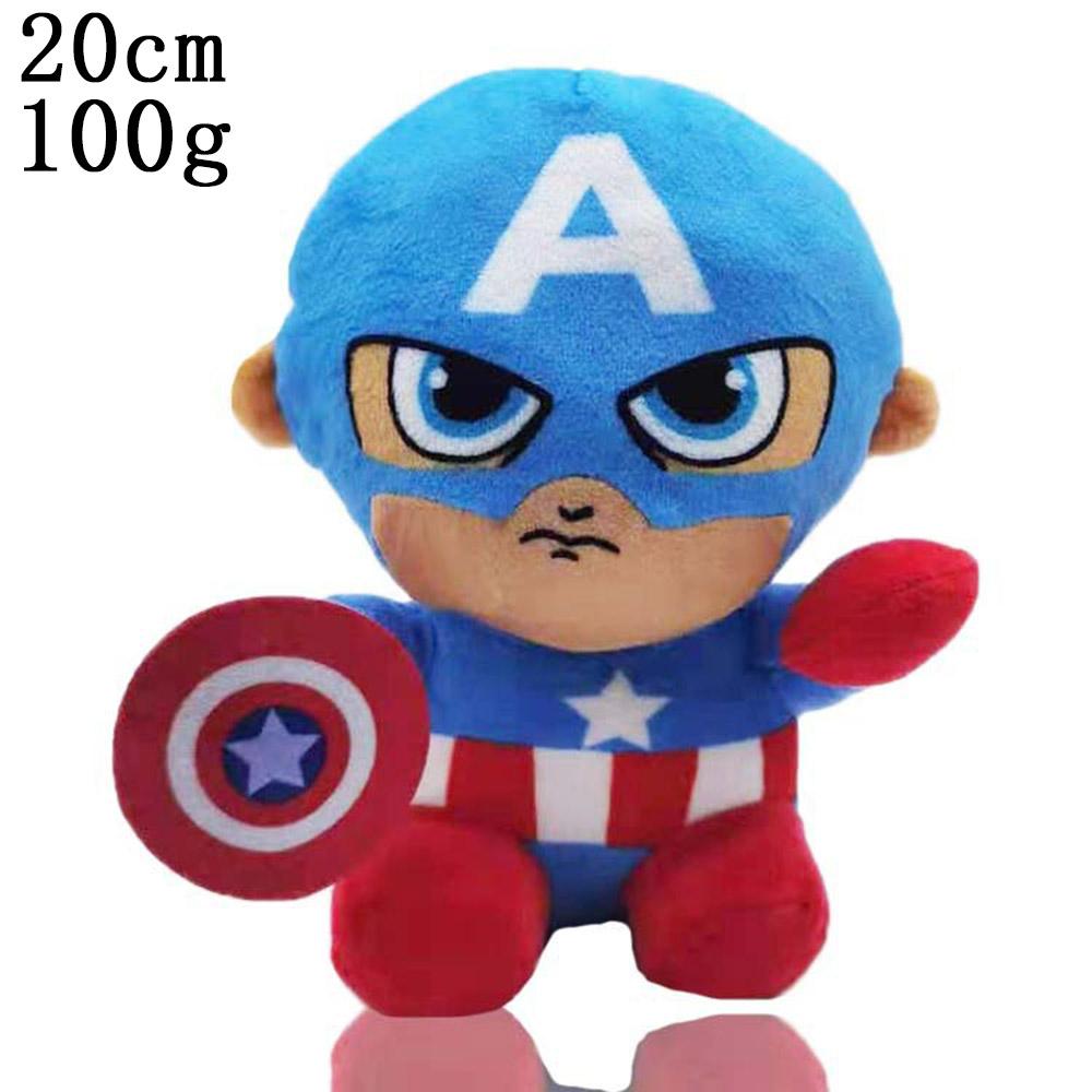 20cm Superhero Plush Toy Set Captain America Hulk Spider Man Black Panther Cartoon Stuffed Doll Kids Gift