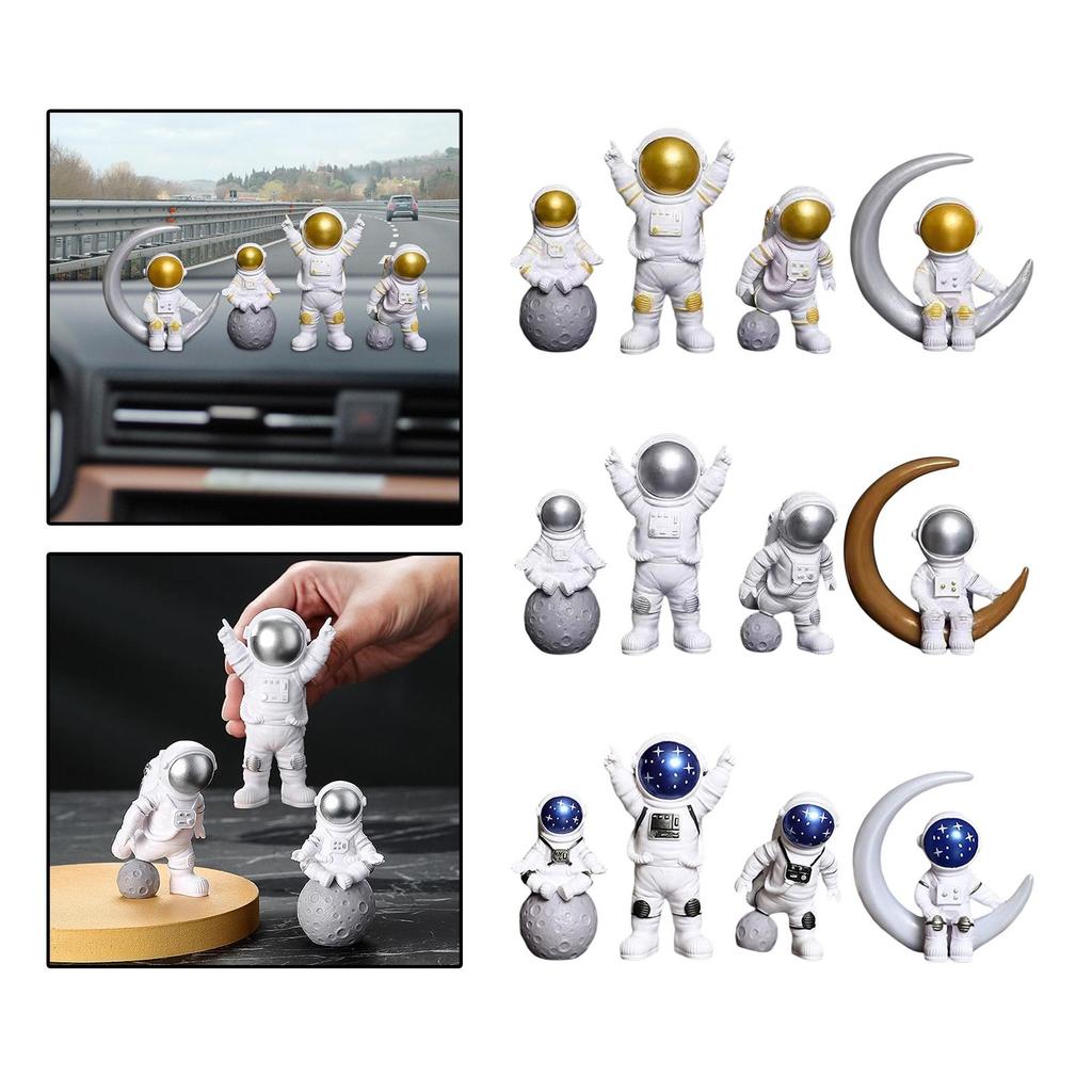 4Pcs Astronaut Statue Fireplace Model Resin Spaceman Figurine Home Decor