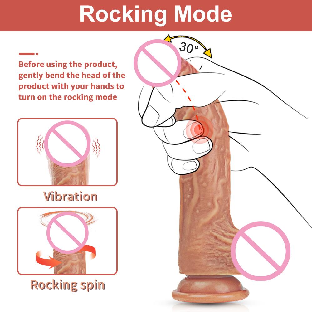 Приложение Thrusting Heating Dildo для женщин Реалистичный пенис Вагина G-spot Вибратор Женский мастурбатор Поддельный член Секс-игрушка для женщин