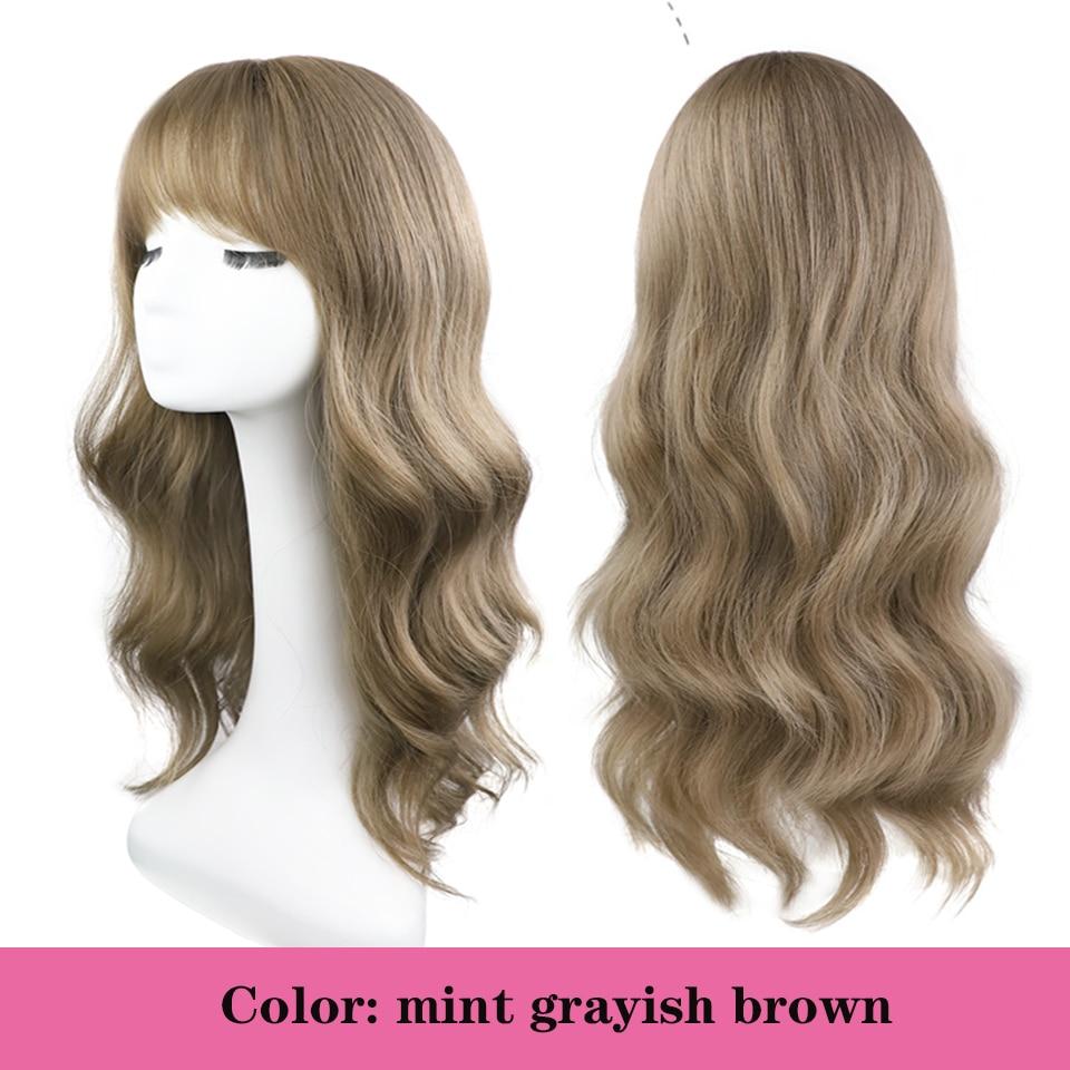 Длинный вьющийся синтетический парик с челкой по центру, темно-коричневый парик из натуральных вьющихся волос, женский парик для косплея, парик из термостойкого волокна