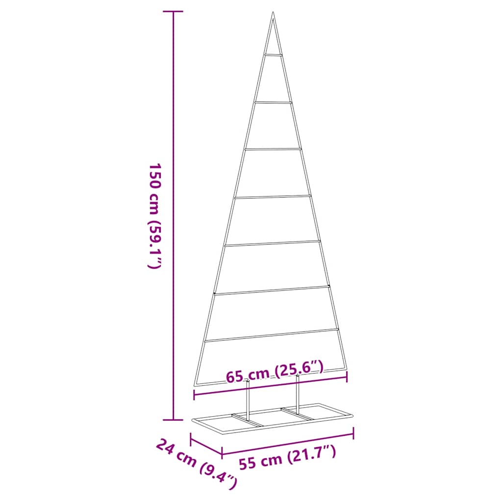 Metal Christmas Tree for Decorations Black 150 cm