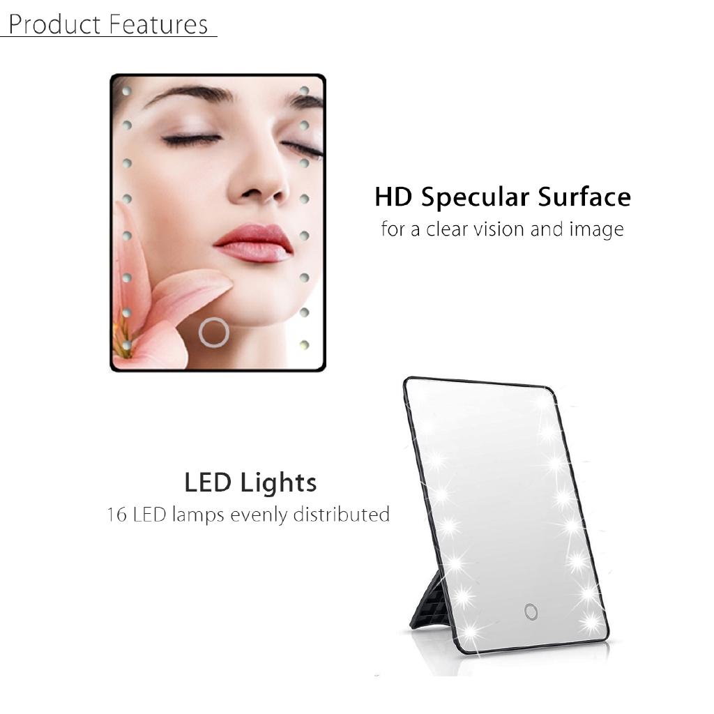 LED Light Makeup Mirror With Light Lamp Portable Touch Screen Cosmetic Mirror Beauty Desktop Vanity Table Stand Mirrors New