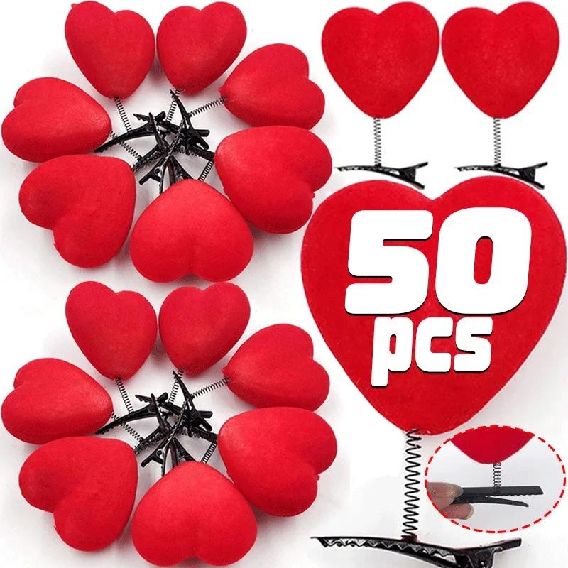5-50pcs 3D Peach Heart Spring Hairclips for Students 2026 Valentine's Day Love Hair Hoop Children's Cute Hair Clip Headpiece