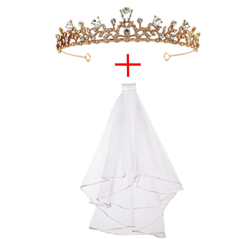 Товары для свадебной вечеринки Головной убор невесты Корона Фата Комплект из двух предметов Реквизит для девичника Украшения