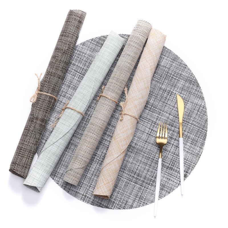 6-элементные ПВХ салфетки под приборы, настольные коврики, теплоизоляционная подложка, круглые моющиеся салфетки, декор стола, 5 цветов, 35x35 см