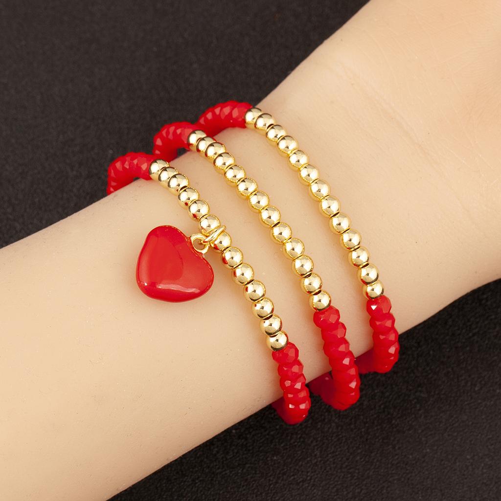 Nidin High Quality Sweet Cute Multi-layer Copper Beaded Heart/Lip/Star/Strawberry Shape Rope Bracelet Party Jewelry Gift