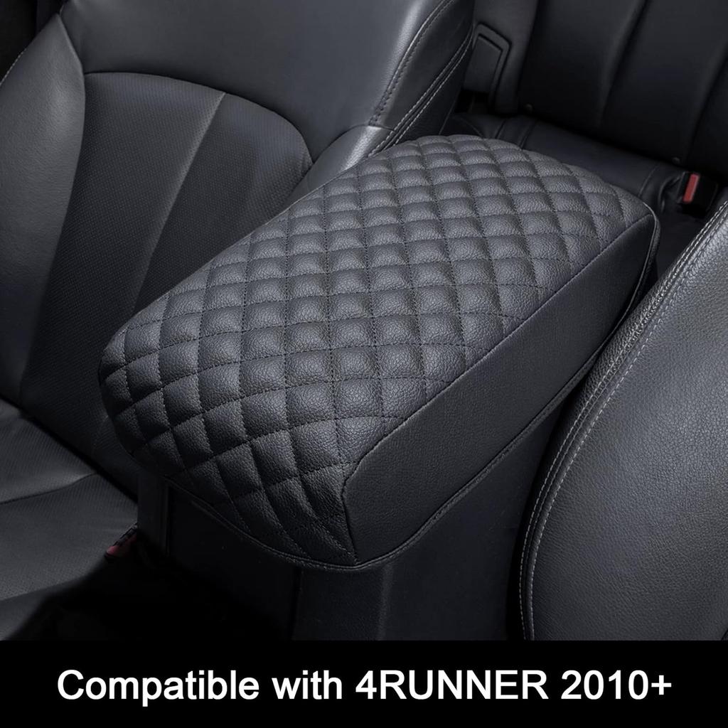JKCOVER Center Console Armrest Cover Compatible With Toyota 4Runner 2010- 2024 Truck Accessories Premium PU Leather Cushion Protector (Black)