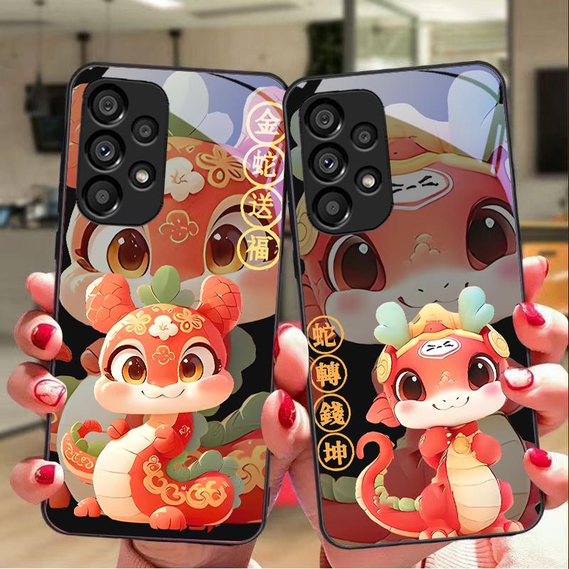 Новый мультяшный змей для Samsung Galaxy S10 20 Plus 21 FE 22 23 24 FE 25 Ultra черный чехол для телефона из закаленного стекла твердый чехол