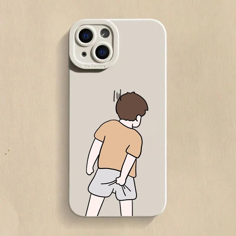 INS Милый Мультяшный Чехол для Телефона с Парой для iPhone 17 Air 16 Pro Max 15 14 13 12 11 X XS XR 7 8 Plus Ударопрочный Силиконовый Мягкий Чехол