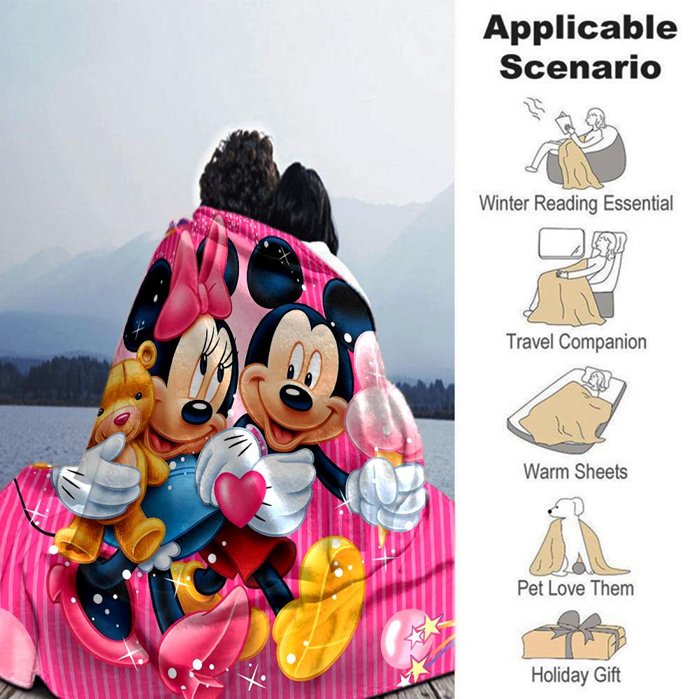 Mickey Minnie'S Sweet Day Flannel Blanket Super Soft Warm Cozy Blanket For Sofa Bed Office Travel Allseason Home Decor Gift