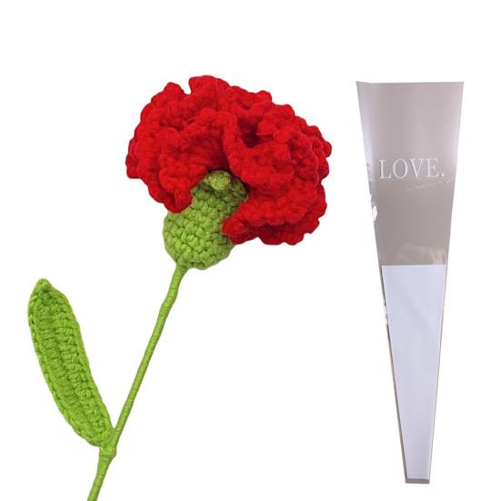 Вязаная гвоздика, цветок ручной работы с шерстью, ручное вязание крючком, искусственная упаковочная сумка, домашний декор