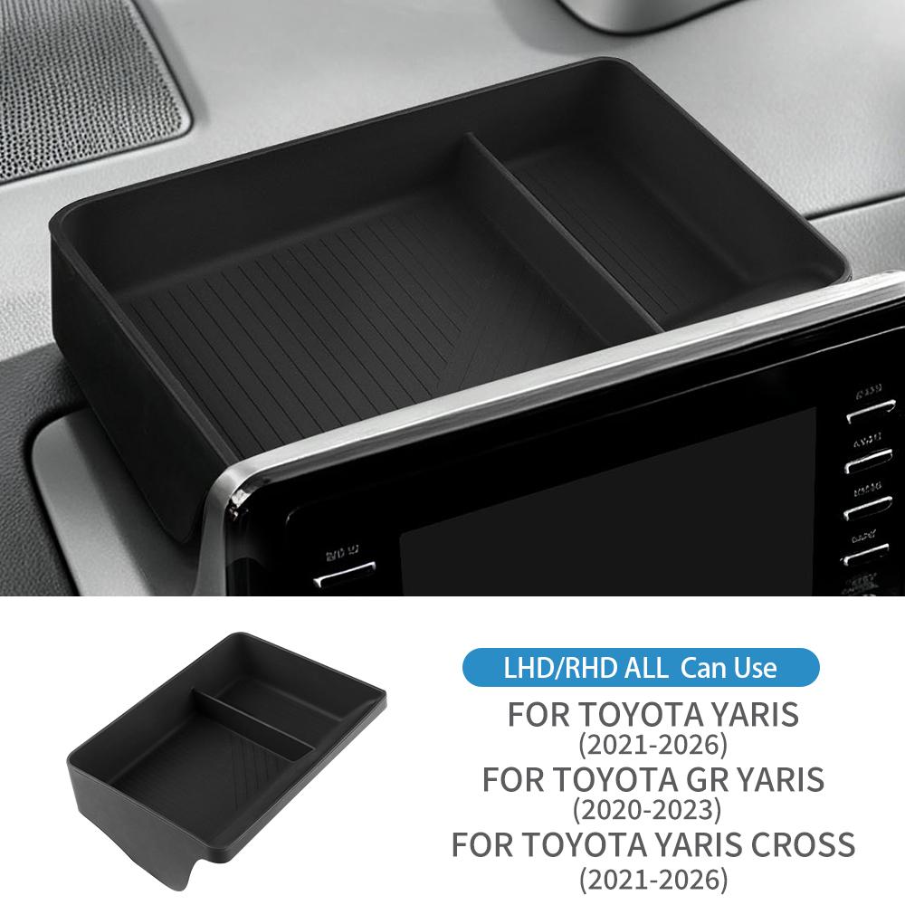 For Toyota Yaris Cross GR Yaris 2021-2026 Storage Box for Navigation Screen Rear Storage Box Silicone Firm Fit Phone Storage