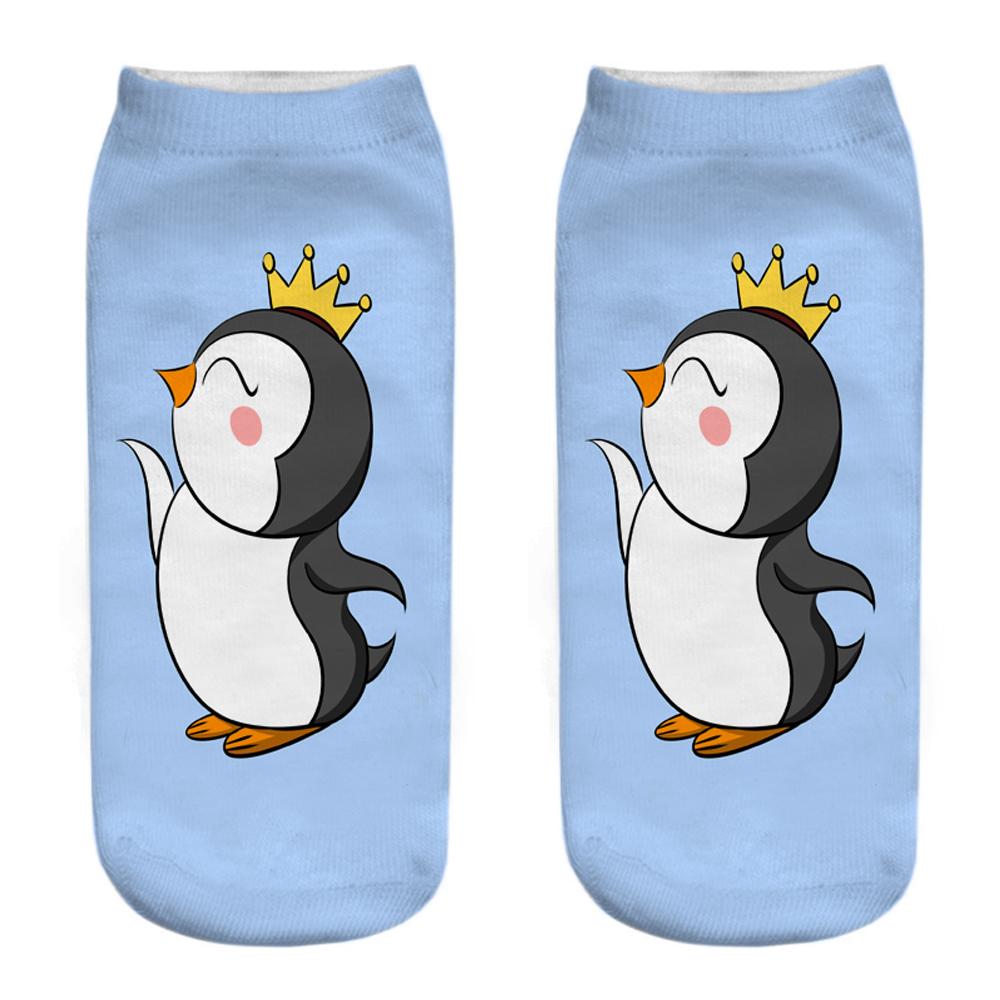 New Funny 3D Printing Cute Cartoon Singing Dancing Christmas Penguin Unisex Animal Series Short Ankle Socks Calcetines De Mujer