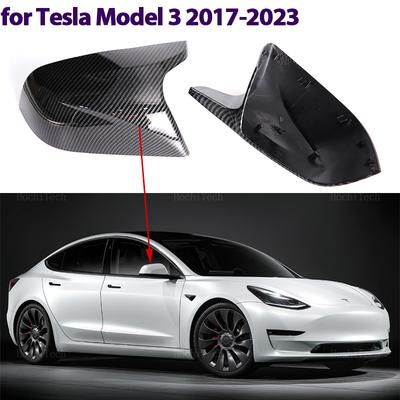 Черные накладки на зеркала заднего вида с рисунком под карбон для Tesla Model 3 2017 2018 2019 2020 2021 2022 2023