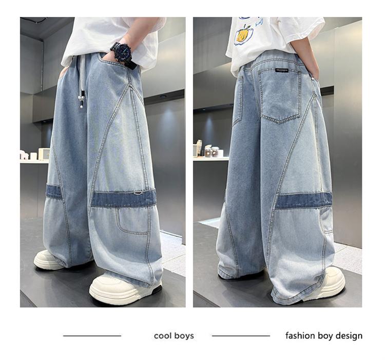Boys' jeans summer 2026 new children's summer pants thin, medium to large, cool and wide leg pants trendy