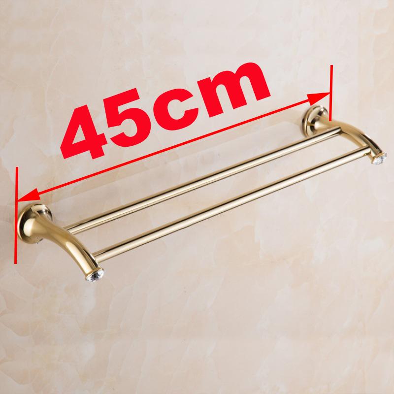 Золотистая отделка Нержавеющая сталь Аксессуар для ванной Двойная перекладина для полотенец Полка для полотенец Держатель для полотенец