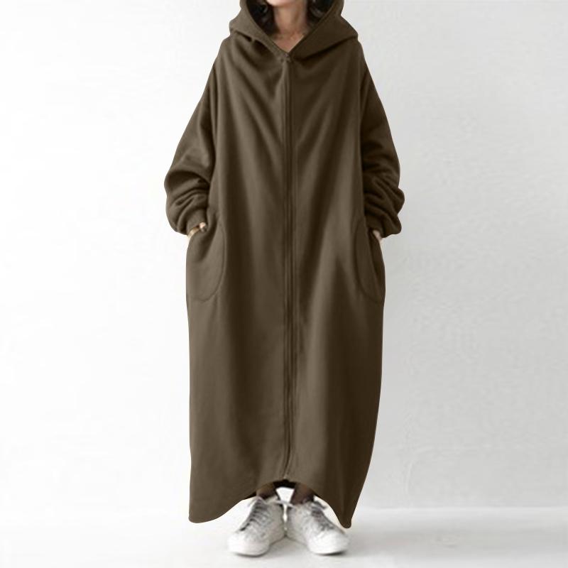 ZANZEA Women Oversized Hoody Hooded Long Jackets Autumn Winter Casual Zipper Hoodies Sweatshirt Coat Outwear
