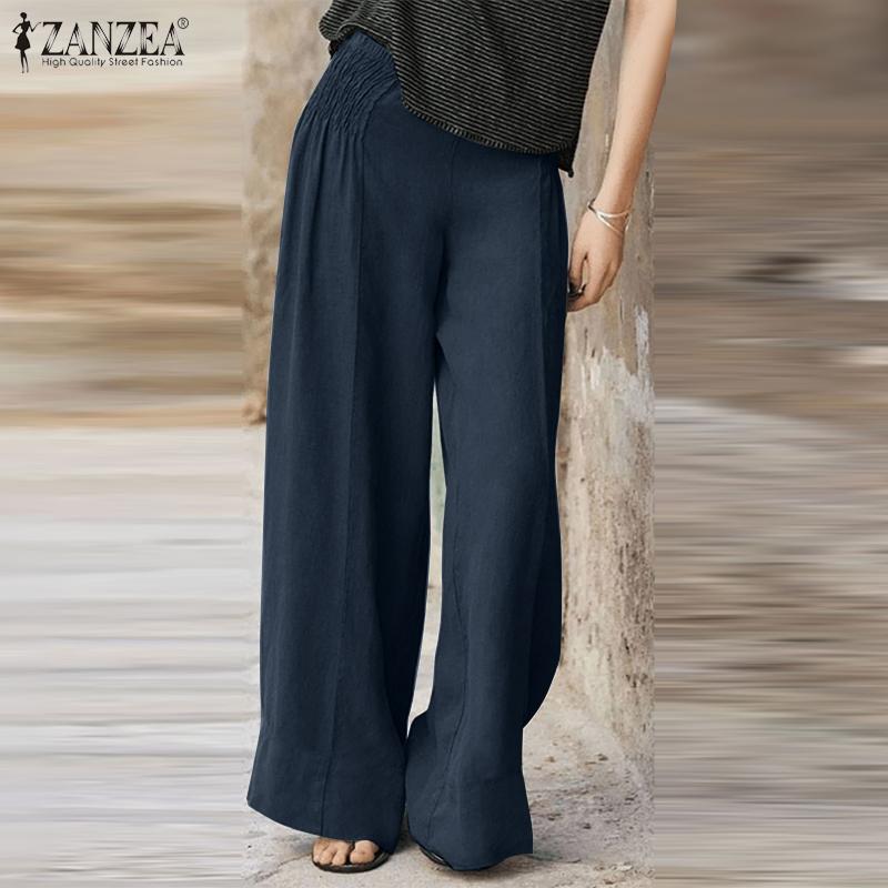 ZANZEA Женские летние свободные прямые плиссированные брюки
