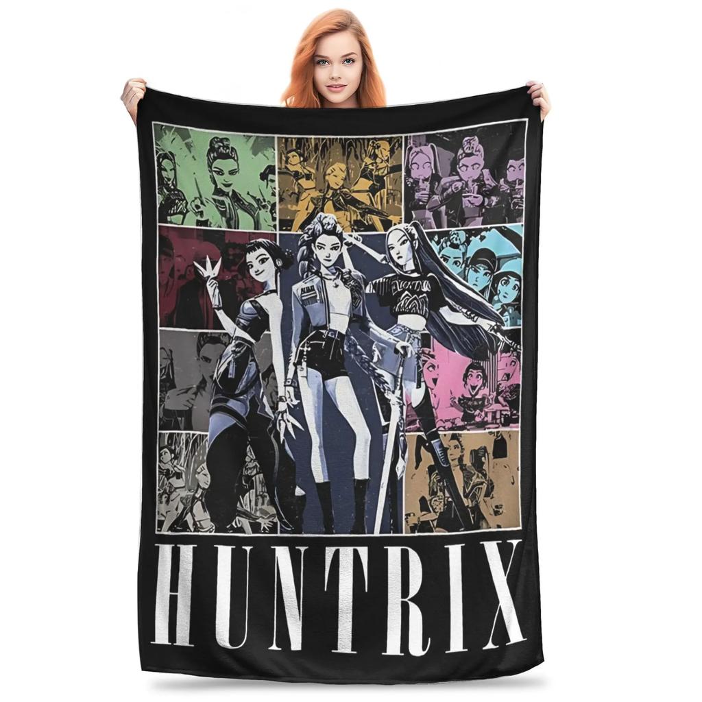 KPop Demon Hunters Huntrix Blankets Flannel Autumn/Winter Portable Soft Throw Blankets for Bedding Couch Bedspreads