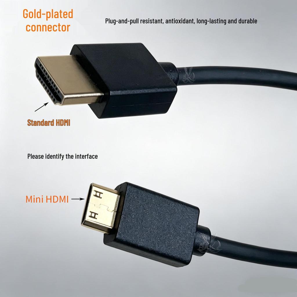 4K Мини HDMI на HDMI Тонкий Мягкий Кабель, Чистая Медь, HDMI 2.0 для Подключения Камеры DSLR к Монитору