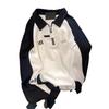 Womens Retro Collegiate Half-Zip Polo Sweatshirt Hip Hop Streetwear Color Block Top