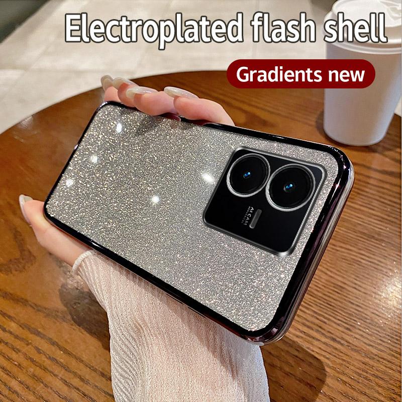 Для Vivo Y22 Чехол Vivo Y22S Vivo Y22T Чехол для телефона Блестящий блестящий силиконовый объектив камеры Мягкая задняя крышка