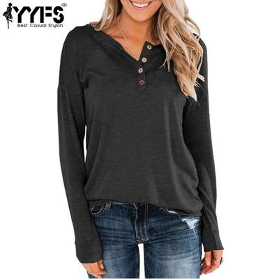 Женские модные повседневные весенне-осенние однотонные блузки и рубашки с v-образным вырезом и длинным рукавом с принтом