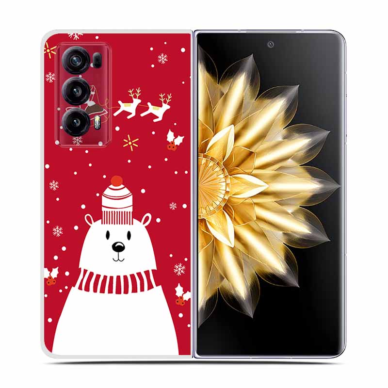 For Honor Magic V2 Case VER-AN1 Christmas Cute Clear Hard Plastic PC Back Cover For Huawei Honor Magic V2 5G Coques Cartoon Bags