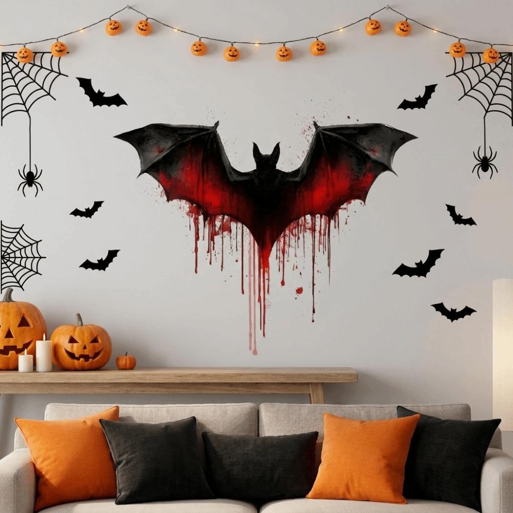 PVC Halloween Bat Wall Stickers Electrostatic Spooky Bat Sticker Window Sticker Window