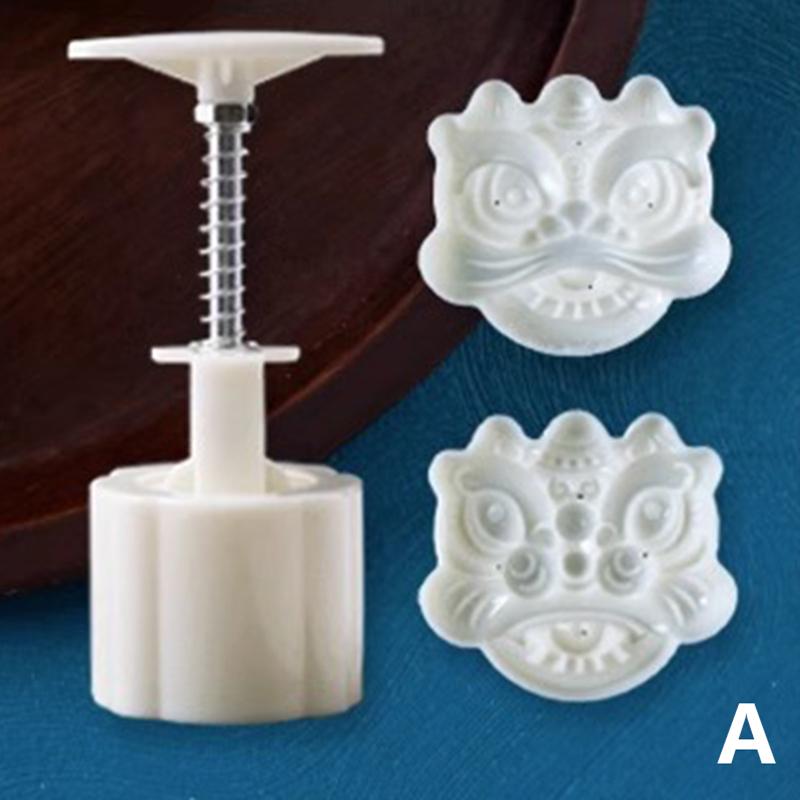 2Pcs 75G Cookie Stamp Chinese Year Mooncake Mold Set Dragon Ru Yi Diy Hand Press Fondant Pastry Household Kitchen Tool Party