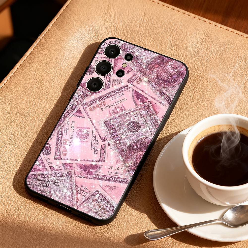 Чехол для телефона-банкноты P-Pink D-Dollars для Samsung S25, S24, S21, S22, S23, S30, Ultra, S20, FE, Lite, 10, 9, Черная крышка