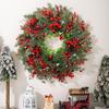 Рождественский венок из искусственных ягод, сосны, рождественская гирлянда для дома и улицы, украшение для входной двери, камина, спальни, балкона, столовой, вечеринки
