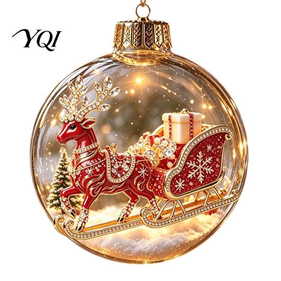 Seasonal Home Accents Glowing Christmas Story Ornament, Light?Up Mini Holiday Scene Hanging Ball with Warm Winter Festival Supplies LED Light, Clear