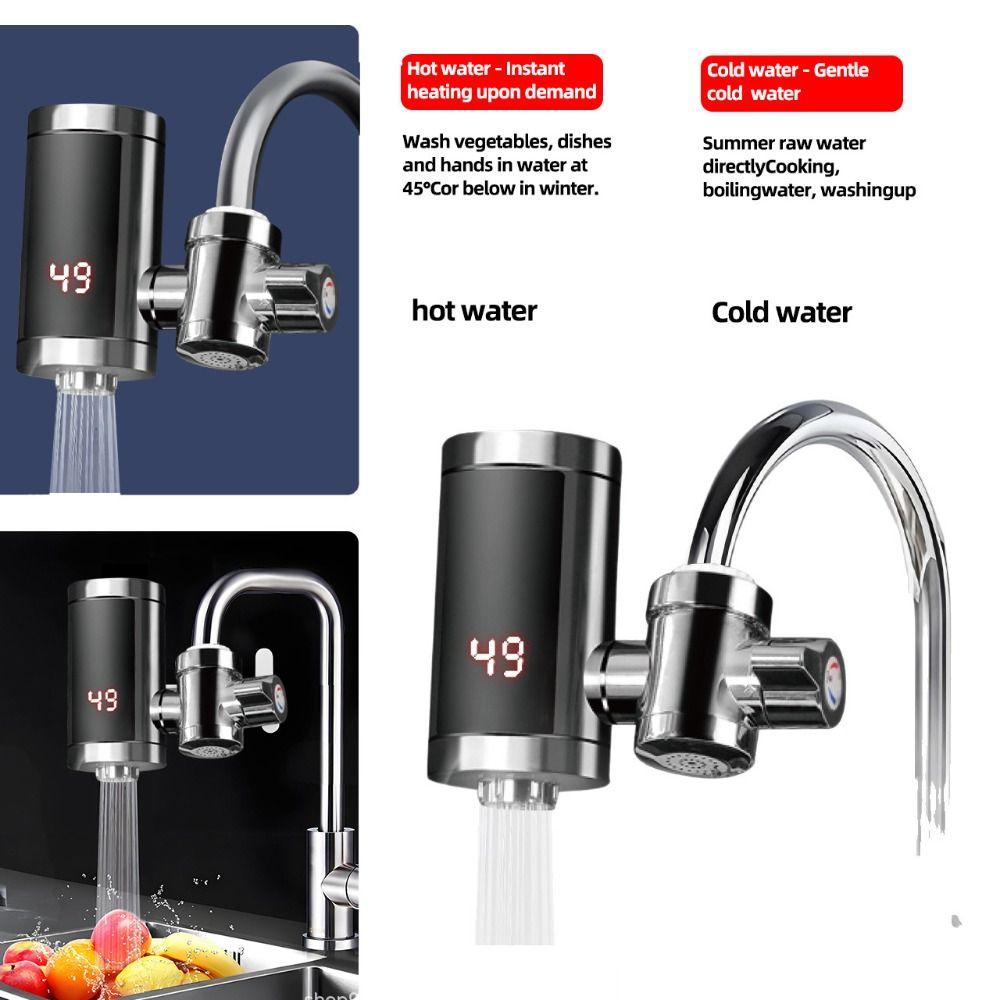 Digital Display Tankless Heaters Temperature Display Heating Faucet Instant Water Heater Cafe