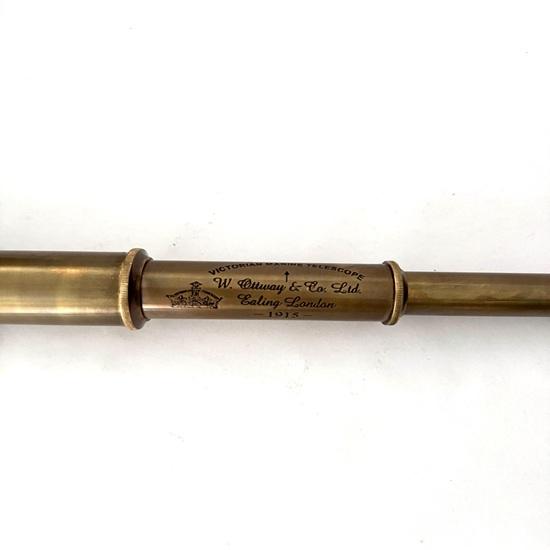 Brass Marine Telescope with Wood Box 50.8 cm Adjustable Nautical Decor, London 1915 Gift