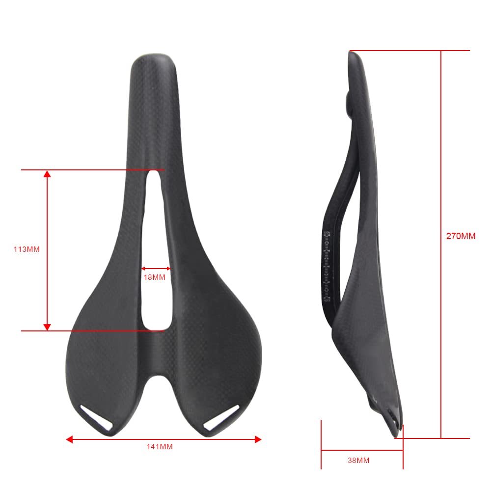 Road Bike Carbon Saddle, RXL SL Mountain Bike Saddle 270-141mm 3K Matte