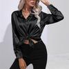 Spring Autumn Satin Blouse Imitation Silk Long Sleeve Shirt for Women's Plus Size Loose Tops
