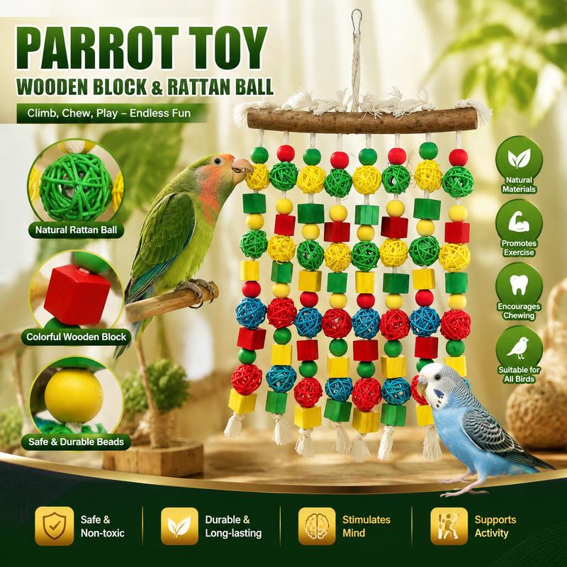 Bird Climbing Chew Toy Natural Vine Waterfall Hanging String for Parakeet Cockatiel African Grey Parrot Cage Swing Decorations