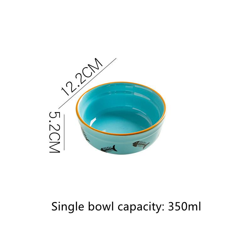 Cute Paw Print Cat Bowl Cartoon Pet Ceramic Bowl Iron Frame Double Bowl Dog Cat Universal High Quality Non-slip Bowl Pet Feeder