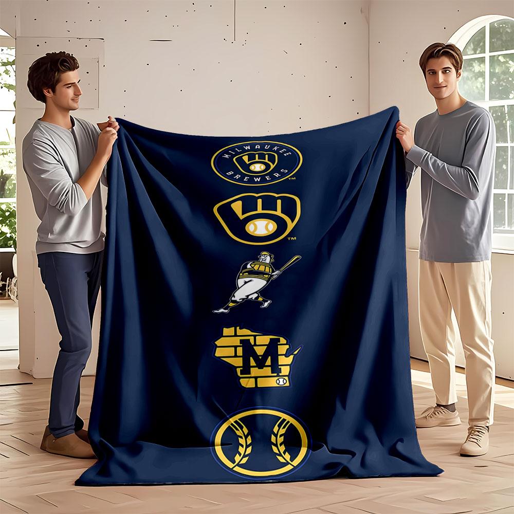 Milwaukee Brewers Logos Blanket print blanket soft and cozy perfect for the living room bed sofa or a nap,gift