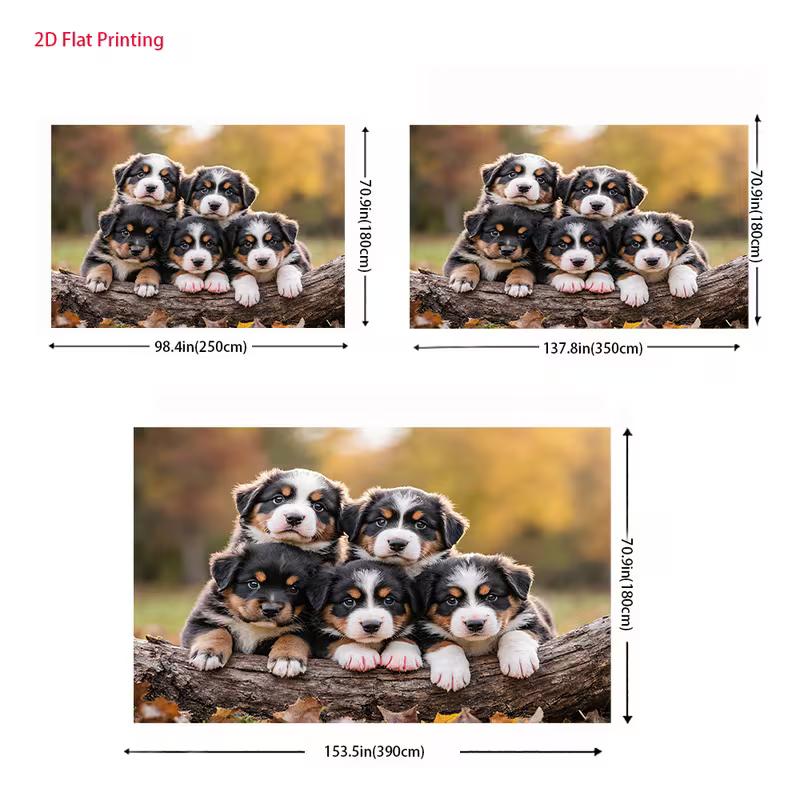 2D Autumn Forest Cute Puppy Photography Background Cloth for Studio