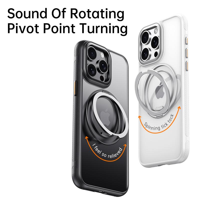 KEYSION N52 Magnetic 360° Ring Case for MagSafe for iPhone 13 14 15 Pro Max Matte Transparent Shockproof Phone Cover