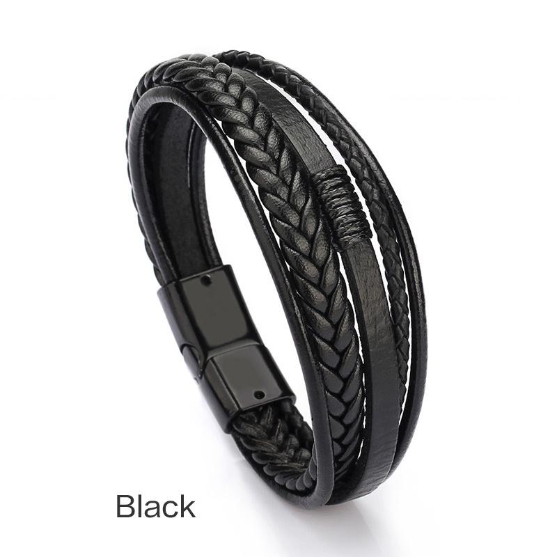 1PC Retro PU Leather Bracelets Multilayer Braided Rope Bracelets for Male Female Bracelets Jewelry