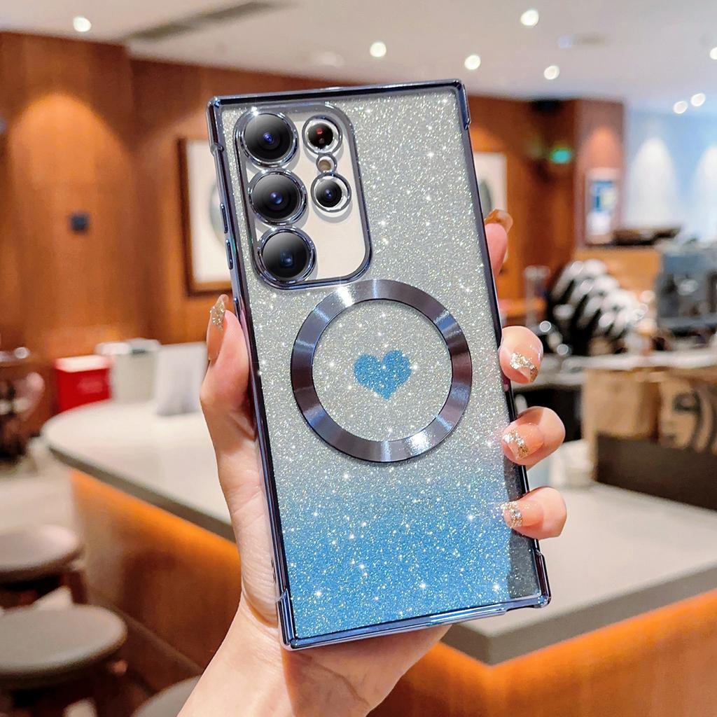 For Samsung Galaxy S25 Ultra Case Gradient Sparkle TPU Phone Cover Compatible with MagSafe