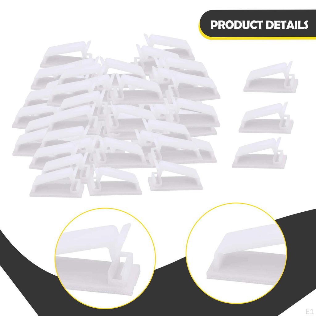 50 Pieces Cable Clips Management for under Desk Wear Resistant Wall Wire Holders TV